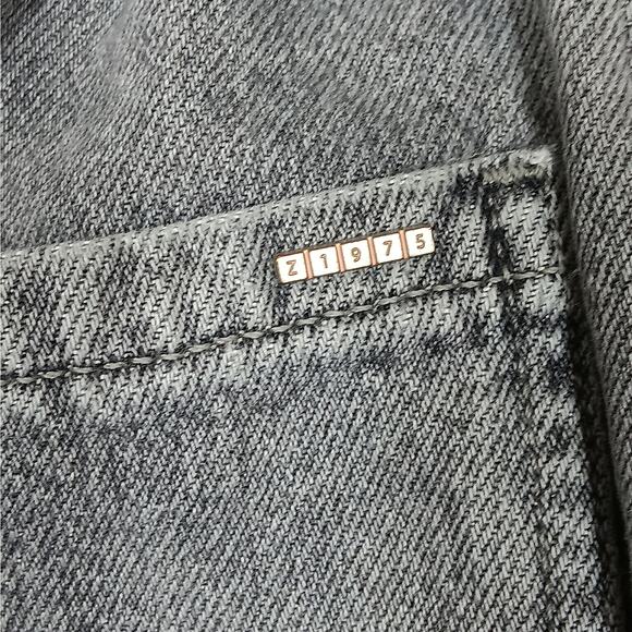 Zara Paper Bag Jeans Denim Size 2 Light Gray Front Pockets High Rise - Picture 7 of 8